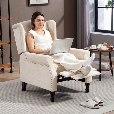 HOMCOM 150° Reclining Vintage Armchair, with footrest - Beige 
