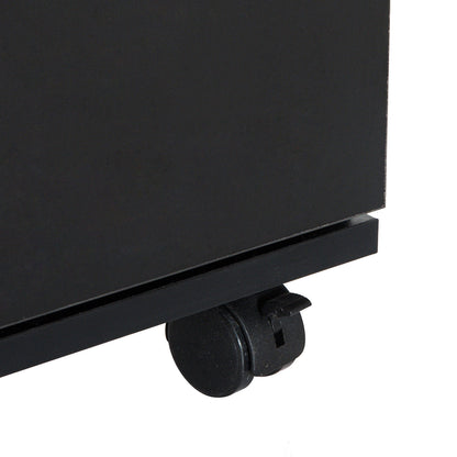 HOMCOM Two Drawer Filing Cabinet with Wheels- Black Wood Grain 