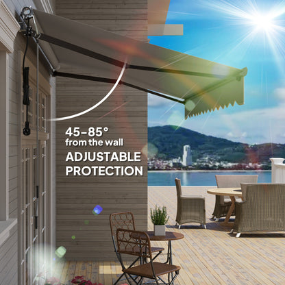 Outsunny 3.5 x 3(m) Electric Awning with Remote Controller, Aluminium Frame DIY Retractable Awning, UV30+ Sun Shade Canopy for Garden Patio Deck Door Window, Light Grey 