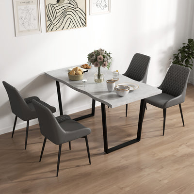 HOMCOM Set of 4 Quilted PU Leather Dining Chairs with Metal Frame 4 Legs Foot Caps Home Seating Modern Stylish Executive, Grey 