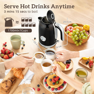 HOMCOM Retro 3000W Kettle and Toaster Set - Black 