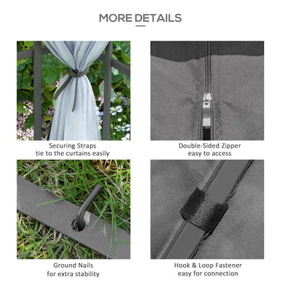 Outsunny 3 x 3(m) Patio Gazebo Canopy Garden Pavilion Tent Shelter with 2 Tier Roof and Mosquito Netting, Steel Frame, Grey 