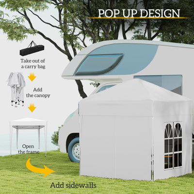 Outsunny Pop Up Gazebo Canopy, size (2 x2m)-White 