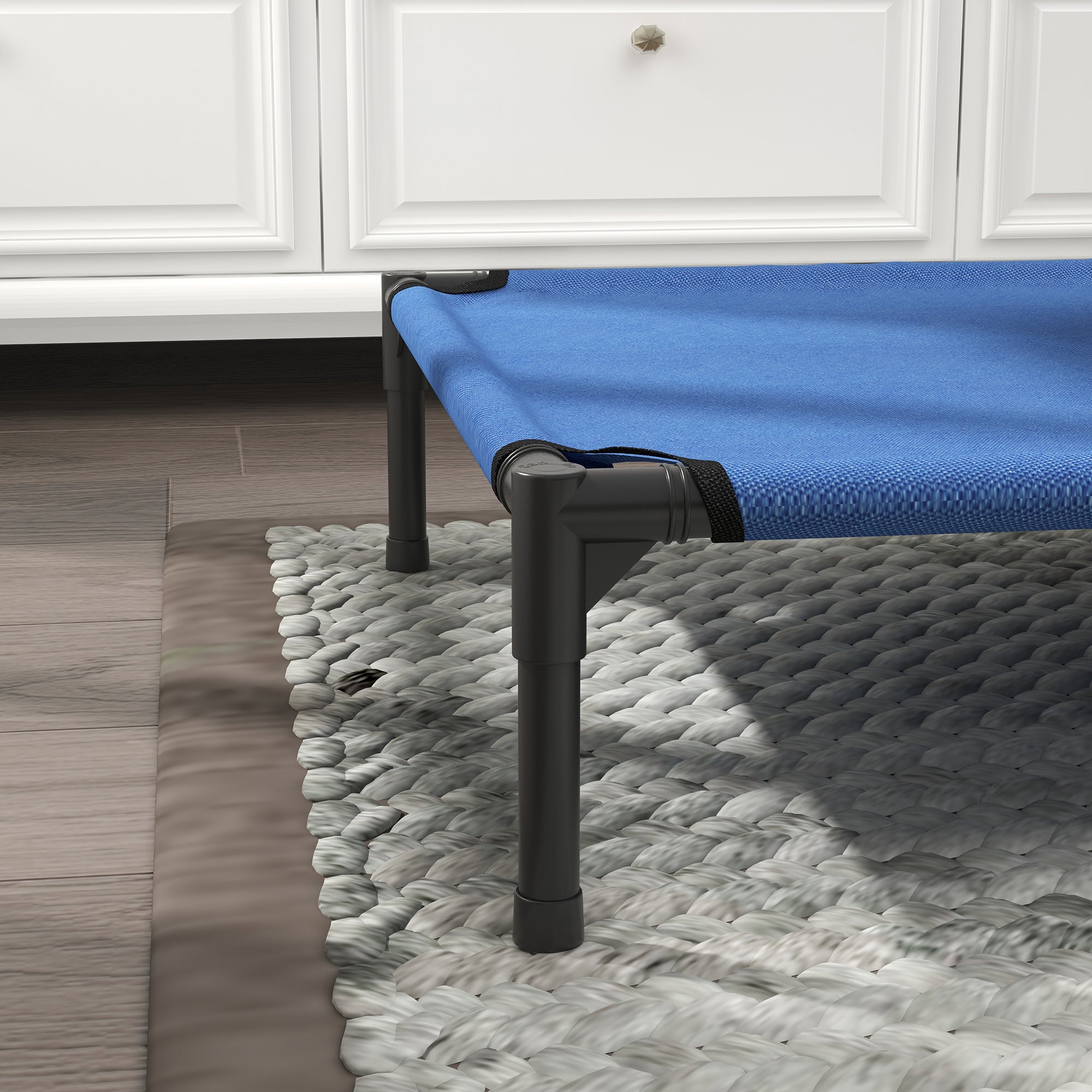 PawHut Raised Dog Bed Cat Elevated Lifted Portable Camping w/ Metal Frame Blue (Medium) 