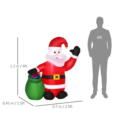 HOMCOM Inflatable Blow up Christmas Santa Claus 4ft LED Yard Holiday Decoration 