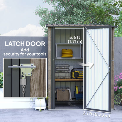 Outsunny 5ft x 3ft Metal Garden Storage Shed, Outdoor Tool Shed with Sloped Roof, Lockable Door for Tools, Equipment, Light Grey 