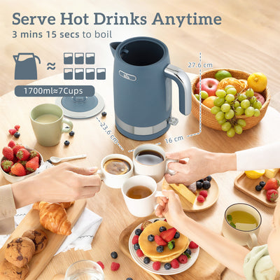 HOMCOM Sleek Textured Kettle and Toaster Set - Blue 