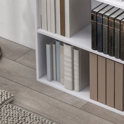 HOMCOM 2 Tier Bookshelf, Low Bookcase with Adjustable Shelf, 2 Compartments for Home Office, Living Room, Study, White 