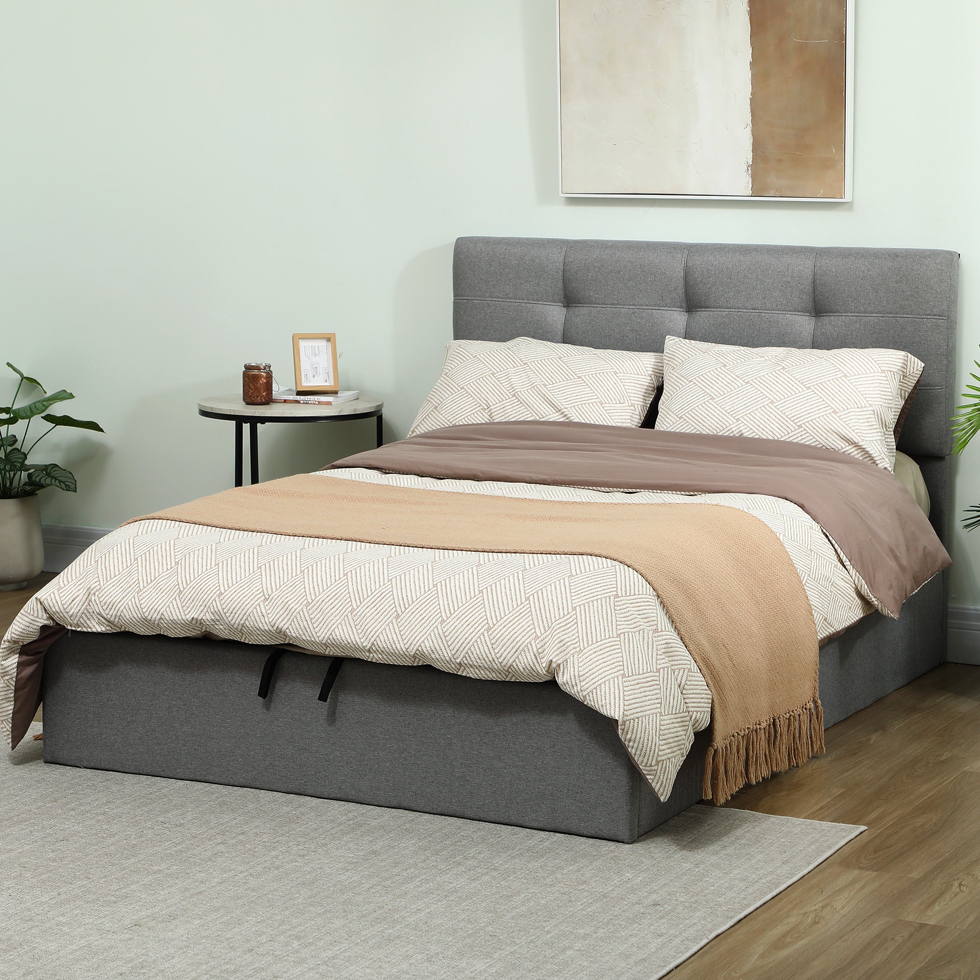 HOMCOM 5ft King Ottoman Bed with Gas Lift Storage - Grey 