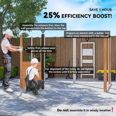 Outsunny 9 x 6ft Galvanised Steel Shed - Brown Wood-Effect 