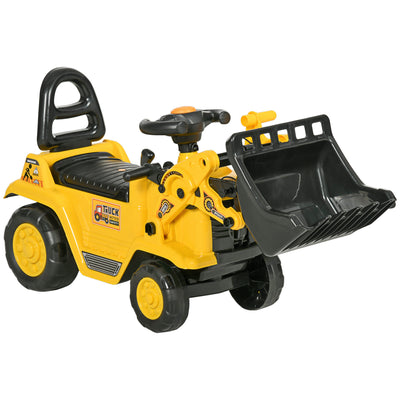 HOMCOM NO POWER 3 in 1 Ride On Toy Bulldozer Toddler Digger Excavator Scooter Storage Cart Toilet Pretend Play Construction Truck 