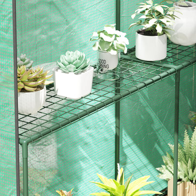 Outsunny 120 x 186cm Walk-In Greenhouse, with Shelves - Green 