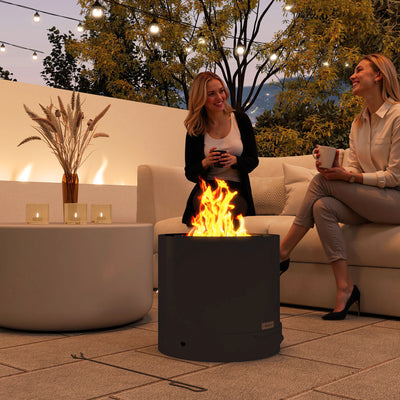 Outsunny Metal Wood-burning Fire Pit with Fire Poker - Black 