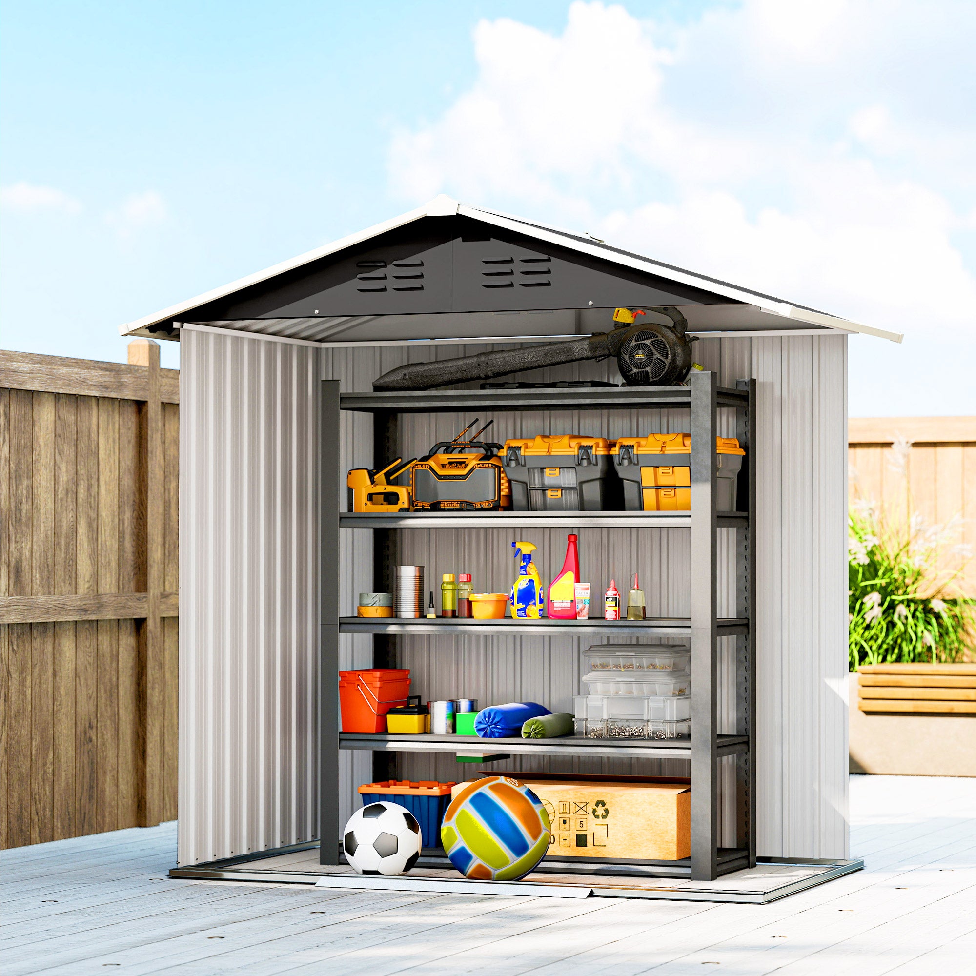 Outsunny 6.5 x 3.5ft Metal Garden Storage Shed - Dark Grey 