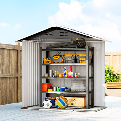 Outsunny 6.5 x 3.5ft Metal Garden Storage Shed - Dark Grey 