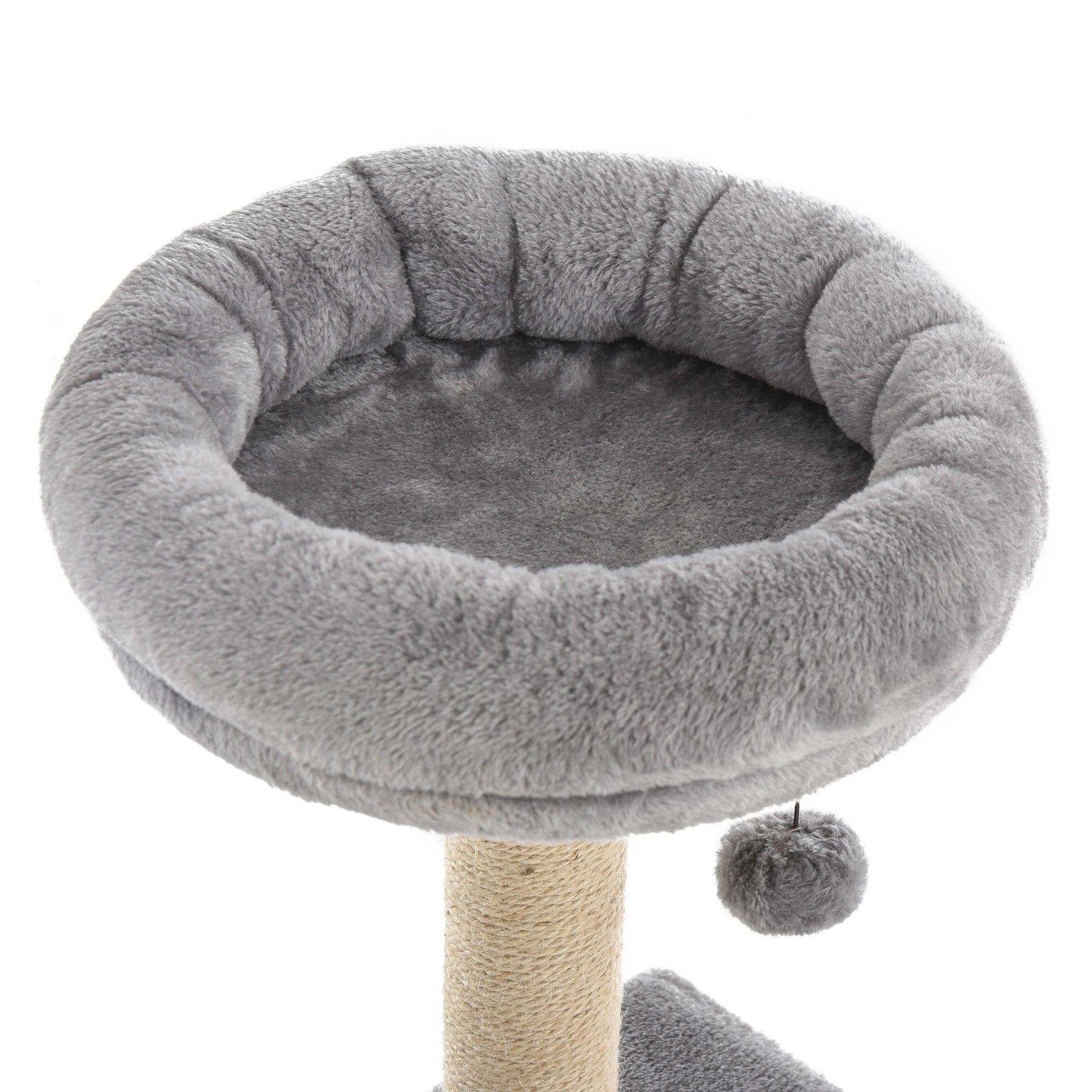 PawHut 96cm Cat Tree for Indoor Cats Condo Sisal Scratching Post Cat Tower Kitten Play House Dangling Ball Activity Center Furniture Grey 