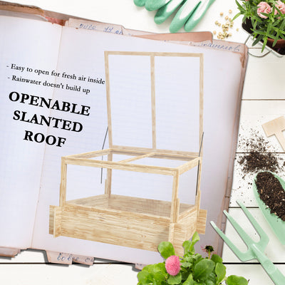 Outsunny 2-In-1 Wooden Greenhouse Planter Box - Natural 