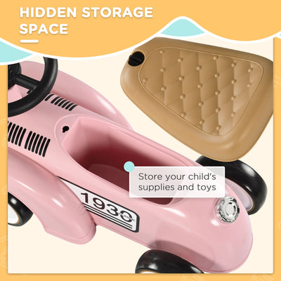 AIYAPLAY Foot to Floor Slider for Toddlers with Under-Seat Storage, Ride on Sliding Car with Horn, for Ages 12-36 Months - Pink 
