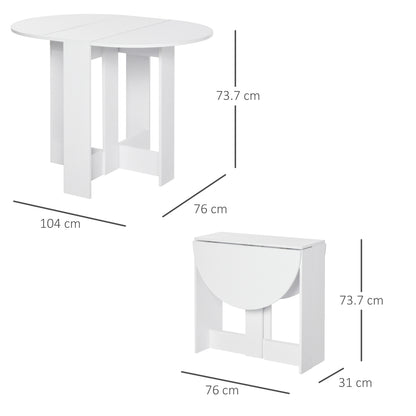 HOMCOM Space-saving Drop Leaf Table, Folding Dining Table for Small Space, Kitchen, Dining Room, White 
