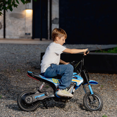AIYAPLAY Kids Electric Motorbike, 24V Ride On Motorcycle with 3 Speeds and Rear Suspension, Dirt Bike for 8-12 Years Old, Blue 