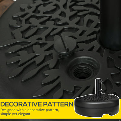 Outsunny Water/Sand Fillable Half Parasol Umbrella Base - Black 