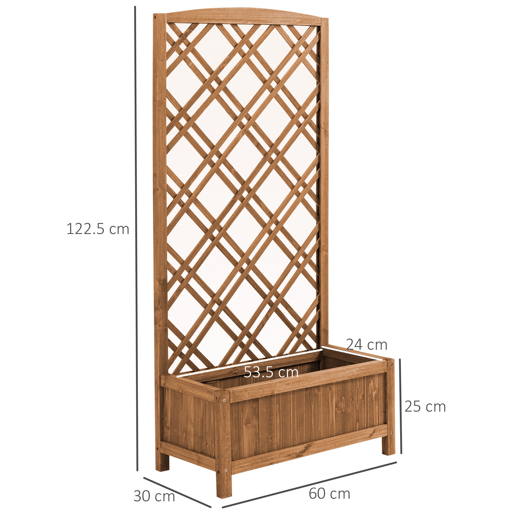 Outsunny Garden Planter with Trellis, Wooden Raised Bed for Garden with Lattice Trellis for Vegetables, Herbs and Flowers, Brown 