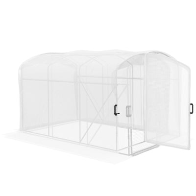 Outsunny Polytunnel Greenhouse Walk-in Grow House with UV-resistant PE Cover, Door and Galvanised Steel Frame, 2 x 2 x 2m, White 