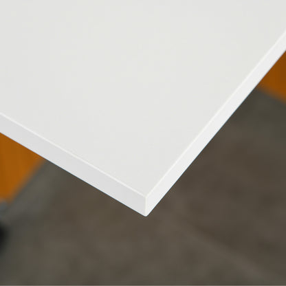 HOMCOM Folding Dining Table Writing Desk Workstation w/ Casters Teak Colour, White 