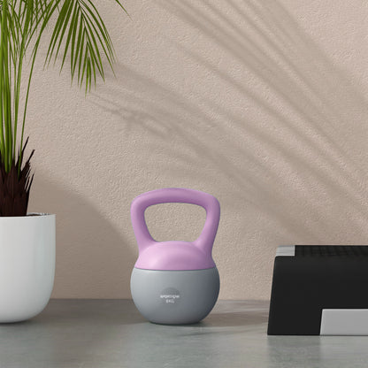 SPORTNOW Soft Kettlebell, 8kg Kettle Bell with Non-Slip Handle for Home Gym Weight Lifting and Strength Training, Purple and Grey 