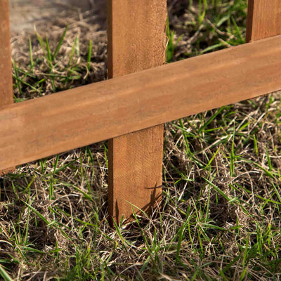 Outsunny Pack of 24 Wooden Border Fences, Garden Fixed Picket Fence for Lawn Edging, Flowerbed, 60L x 1D x 34H cm, Brown 