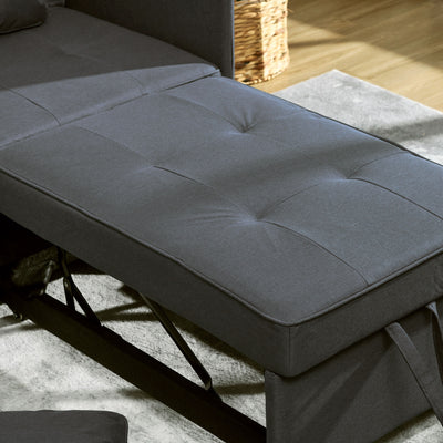 HOMCOM Convertible Single Sofa Bed with Thick Padded Seat, 3-in-1 Multi-Functional Sleeper Chair Bed with Magazine Pocket, for Living Room, Grey 
