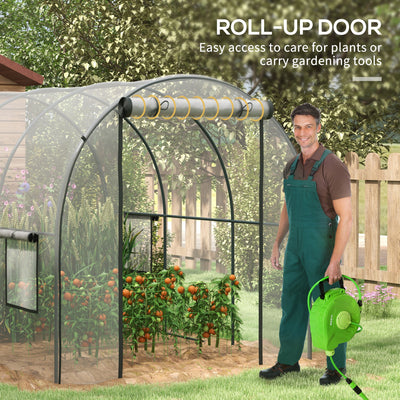 Outsunny Polytunnel Greenhouse Walk-in Grow House with Plasric Cover, Door, Mesh Window and Steel Frame, 3 x 2 x 2m, Clear 