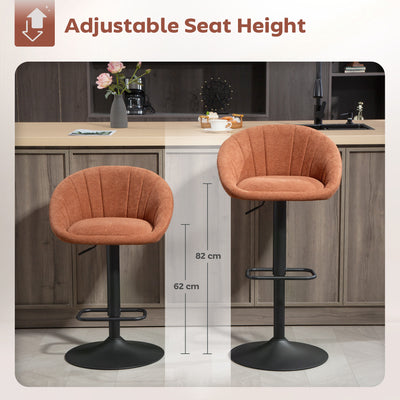 HOMCOM Set of Two Relaxed Tub Bar Stools - Orange 