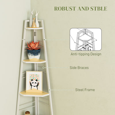 HOMCOM Five-Tier Corner Shelf - White 