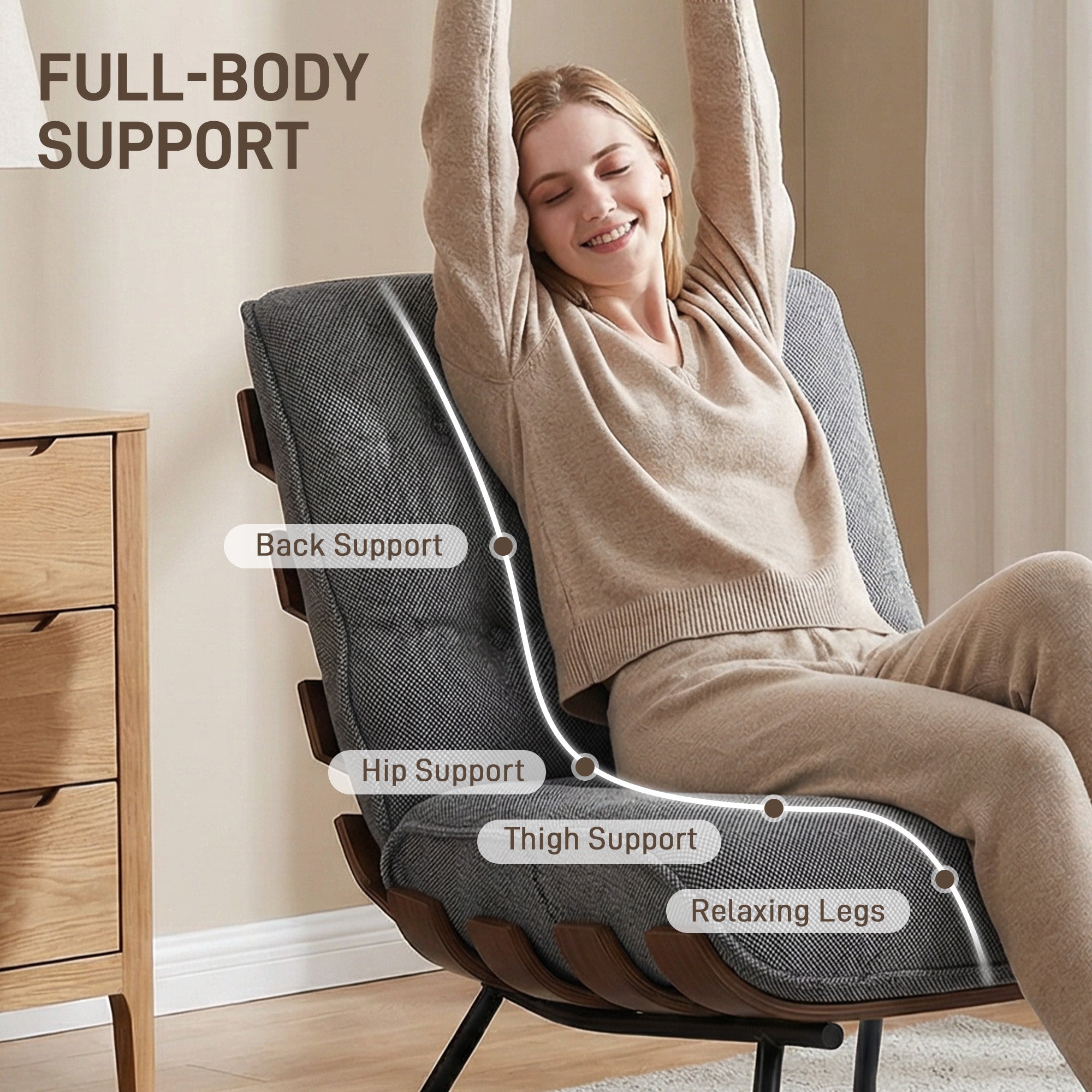 HOMCOM Accent Chair, Linen-look Fabric Reading Chair with Spring Cushion, Slatted Support, Steel Frame, Dark Grey 