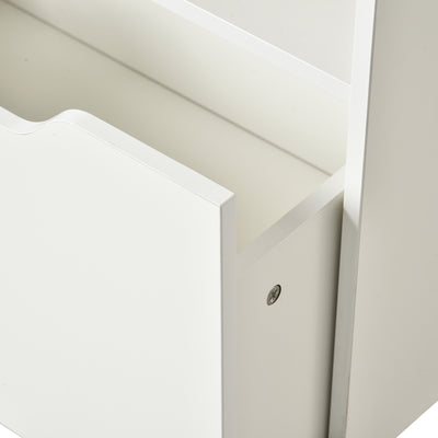 HOMCOM Kids Bookshelf, Toy Organiser, with Storage Drawer, Wheels - White 