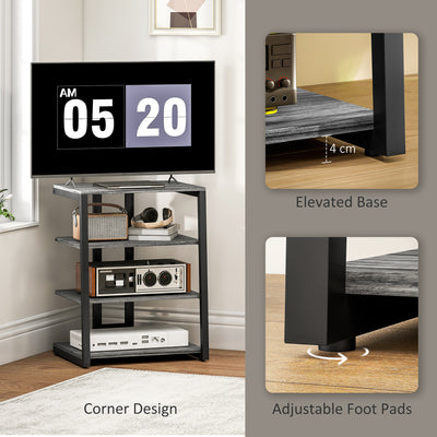 HOMCOM HiFi Stand, with Four Storage Shelves - Dark Grey 
