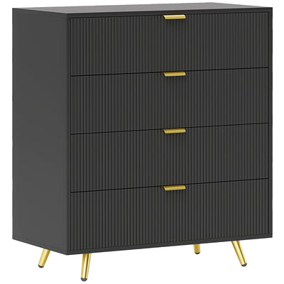HOMCOM Elegant Four-Drawer Bedside Table - Black 