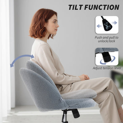 HOMCOM Teddy Fleece Office Chair with Wheels - Grey 