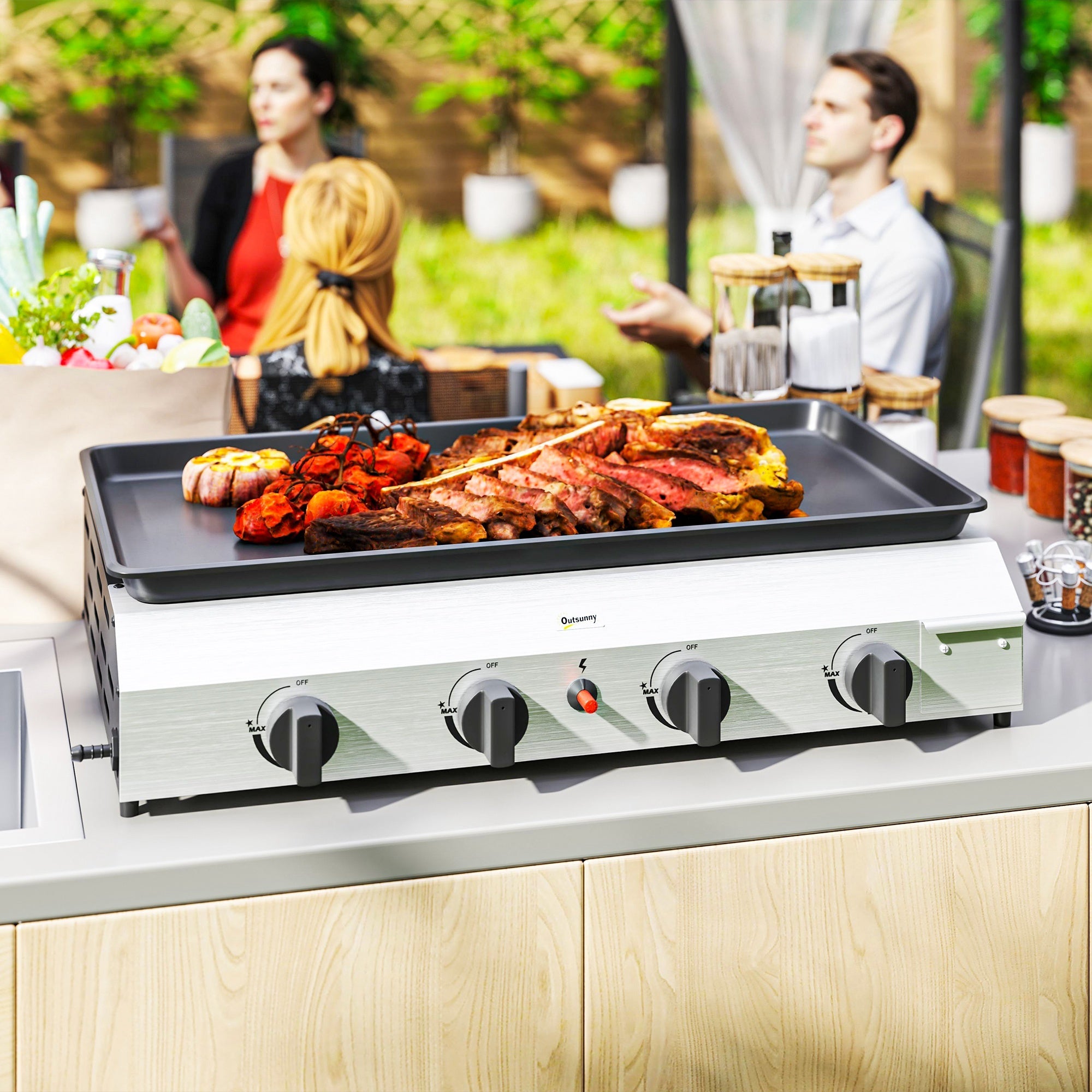 Outsunny Four Burner Portable Gas Grill 