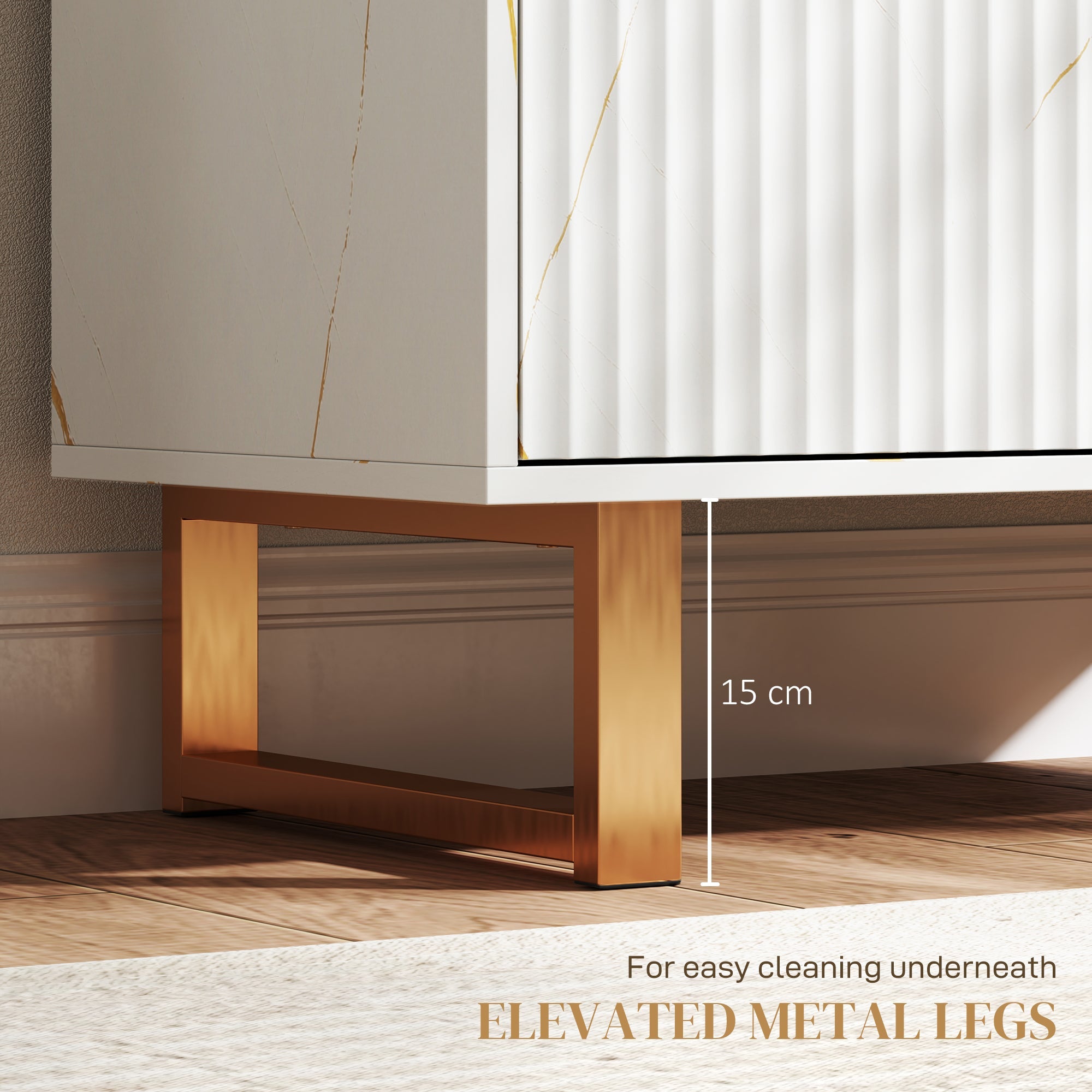 HOMCOM Elegant Storage Sideboard - White/Gold-Tone 