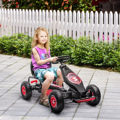 HOMCOM Kids Pedal Go Kart, with Adjustable Seat, Inflatable Tyres - Red 
