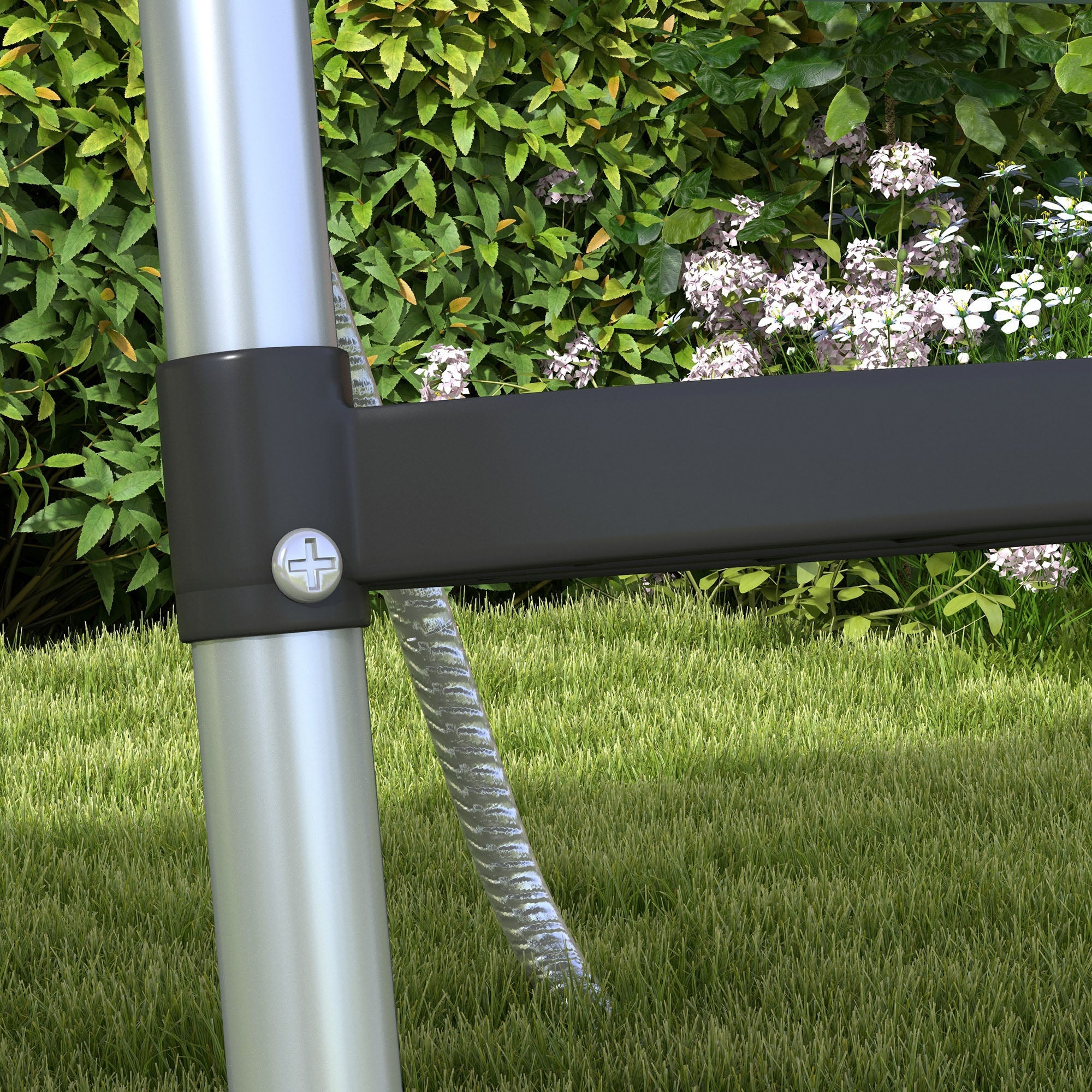 SPORTNOW Galvanised Steel Trampoline Ladder, 2 Steps/3 Steps Outdoor Trampoline Accessories for 6ft, 8ft, 10ft, 12ft, 13ft, 14ft, 16ft Trampoline, 97L x 32Wcm, Silver Tone 