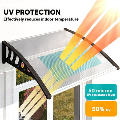 Outsunny Front Door Canopy, Outdoor Awning, Rain Shelter for Window, Porch and Front/Back Door, 103 x 96.5 cm, Clear 