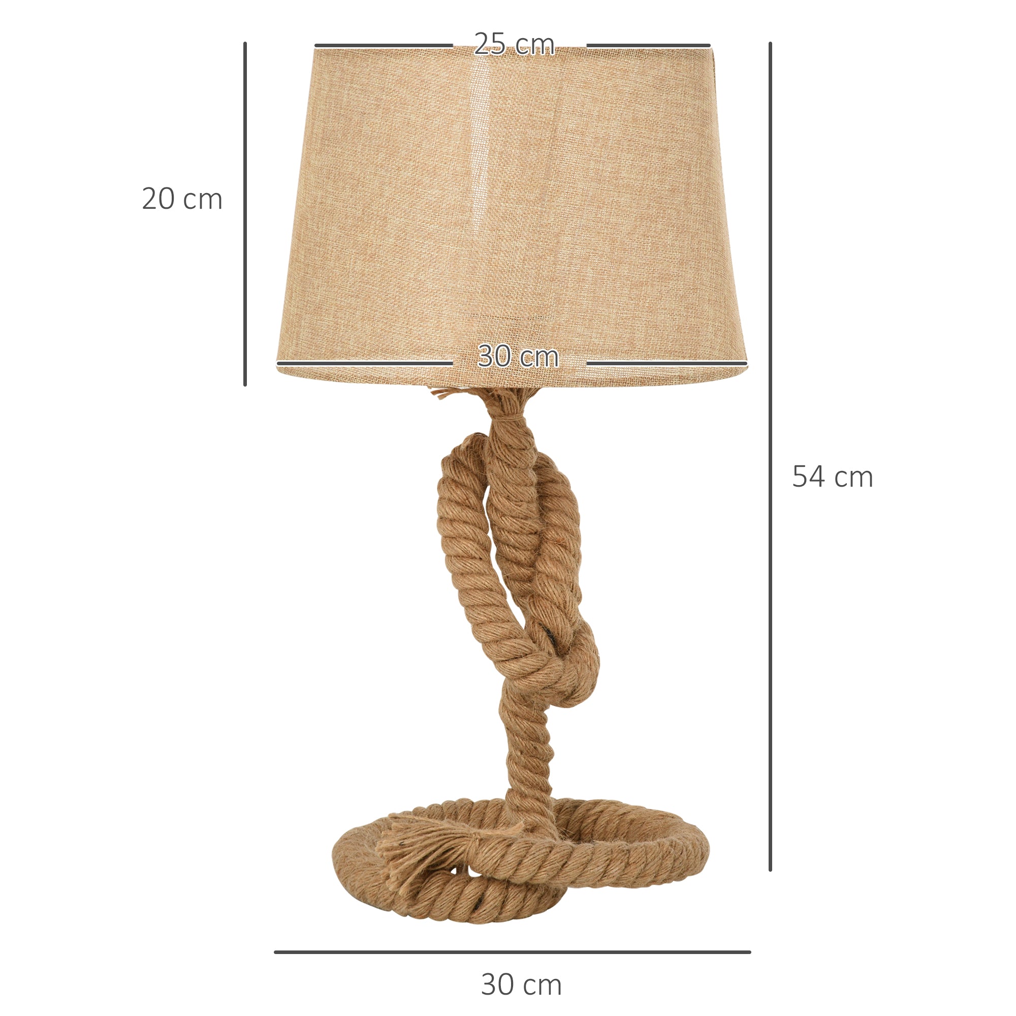HOMCOM Nautical Style Table Lamp with Fabric Lampshade Metal Frame Power Switch, 54cm Home Desk Lamp Bedroom Living Room Study E27 Base, Beige 