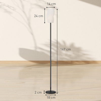 HOMCOM Floor Lamp for Living Room, 3D Printed Modern Standing Lamp with Flowing Curved Shade & Foot Switch, Minimalist Tall Pole Lampshade for Bedroom, Office, E27 Holder without Bulb (25W Max), White 