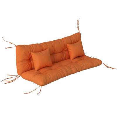 Outsunny Outdoor Seat Cushions Back Cushion with 2 Pillows, Water Repellent Seat Pads for 3-Seater Chair, Orange 