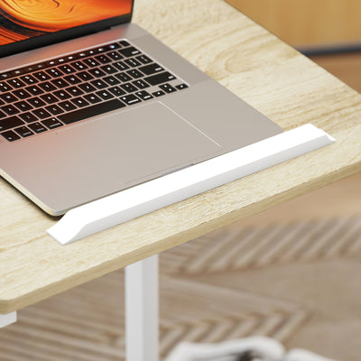 HOMCOM C-Shaped Sofa Side Table, Height Adjustable Overbed Table with Tilting Desktop, Mobile Laptop Desk for Living Room Bedroom, Oak and White 