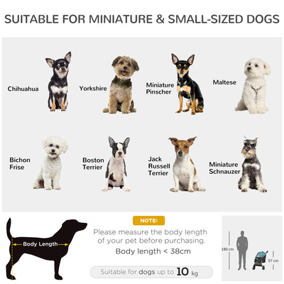 PawHut Pet Stroller for Small and Miniature Dogs, with Rain Cover - Dark Green 