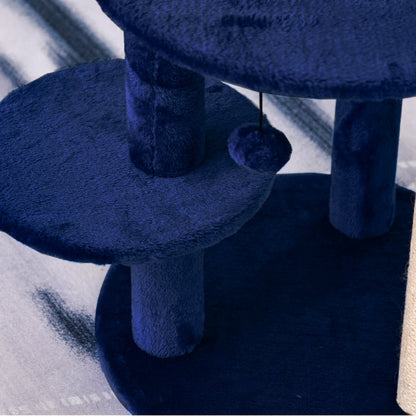 PawHut 104 cm Cat Tree, Cat Condo Tree Tower, Cat Activity Centre with Scratching Posts, Plush Perches, Hanging Ball - Blue 